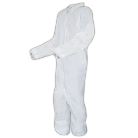Magid Disposable Coveralls, Collared, L, Microporous Coated, White CVC8MCPL